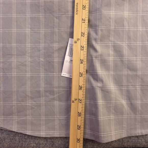 New Calvin Klein Shirt XL 17 17.5 34/35 All Season Stretch Gray Check - Picture 8 of 11